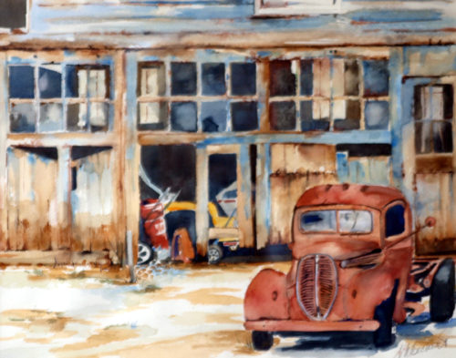 Barn and Truck Painting by Art Workshop Instructor Victoria Beckert