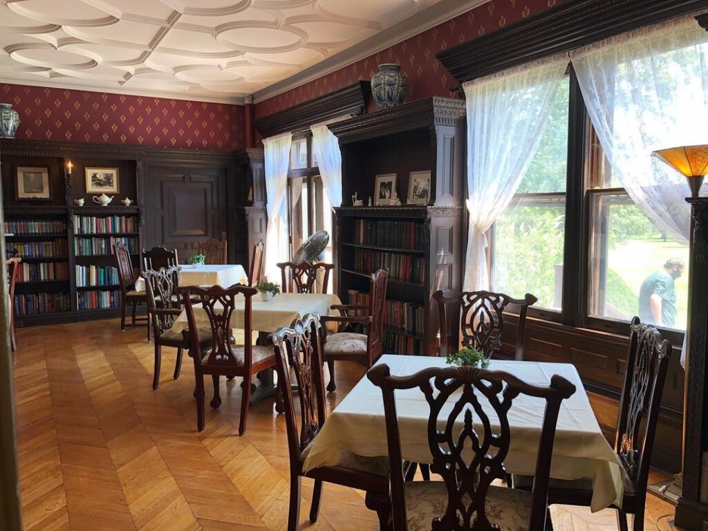Inside of the Victorian Tea room at the Hidden Oak Cafe.
